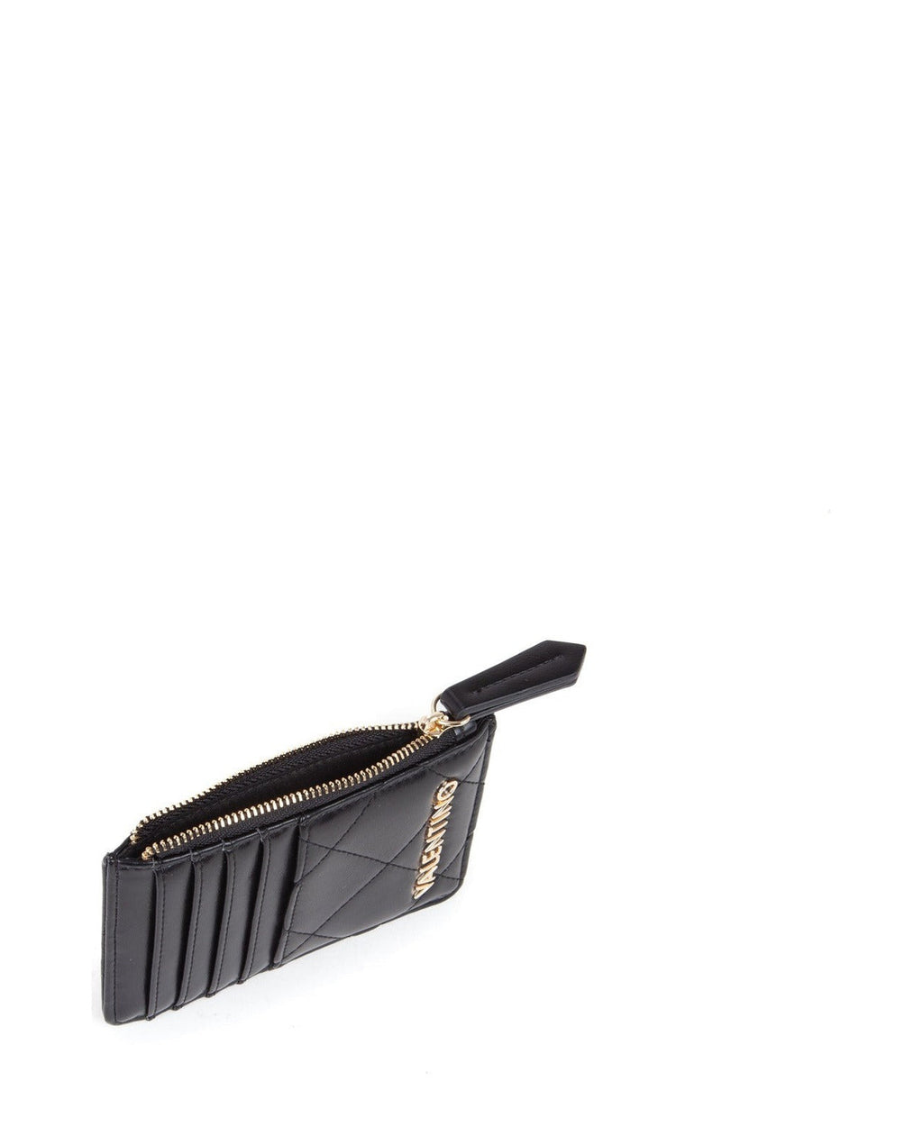 Women's Valentino Bags Black Quilted Credit Card Wallet