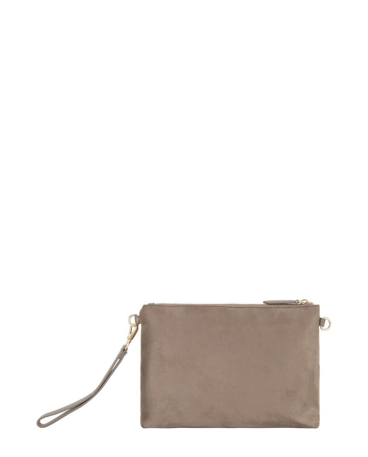 Women's Valentino Divina Winter Pochette Faux Suede Bag In Taupe