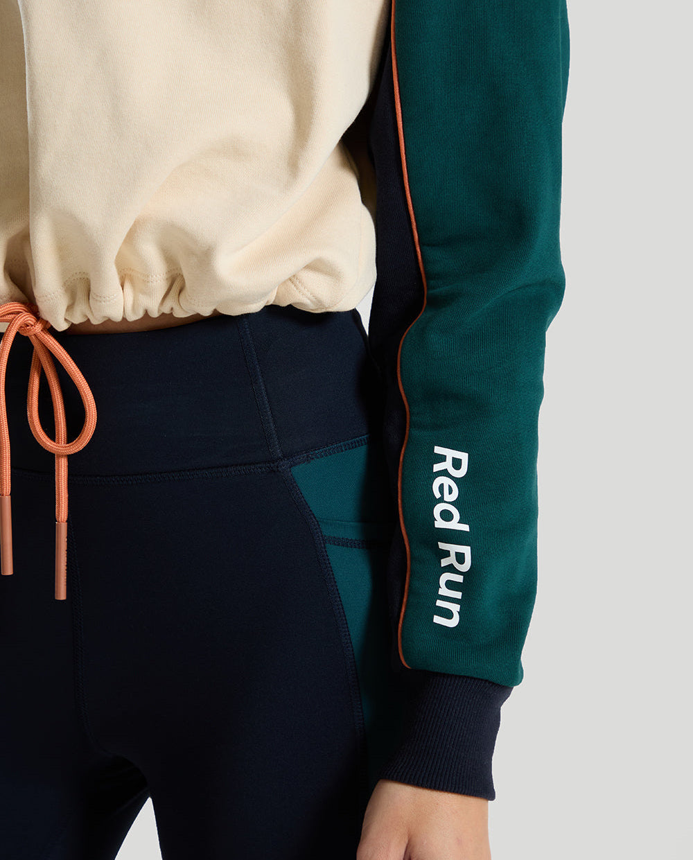 Womens Red Run ELEMENTS Cream Cropped Sweater — view 4