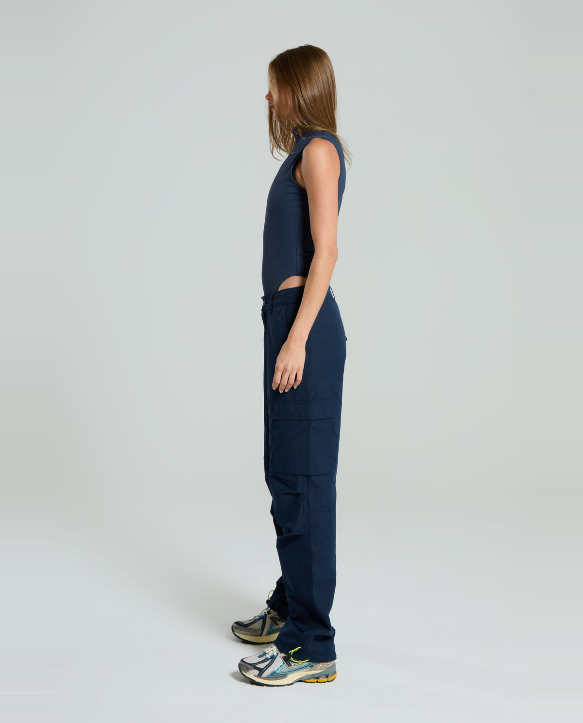 Women's Red Run Activewear Bodysuit in Navy — view 4