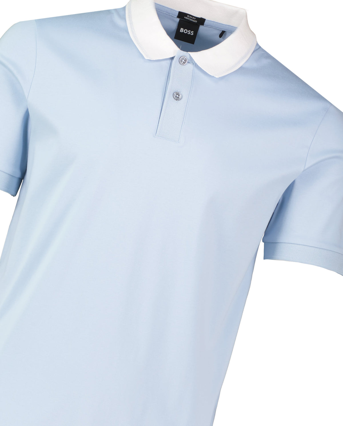 Mens BOSS Black H-Phillipson 199 Slim Fit Light Pastel Blue Polo Shirt - image 4