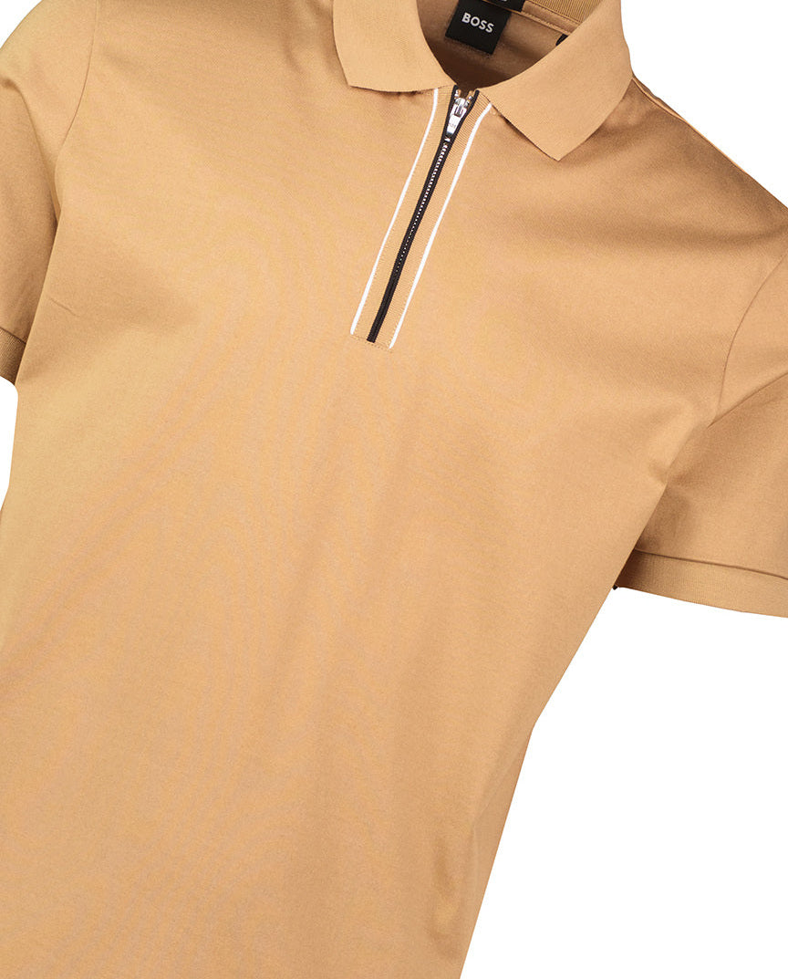 Mens BOSS Black H-Paras 65 Beige Zip Up Polo Shirt - image 4