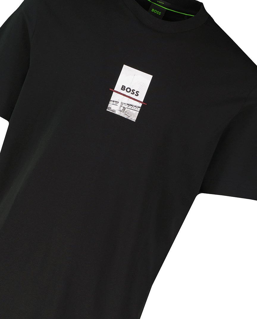 Mens BOSS Green Tee Photoprint Black T Shirt - image 4