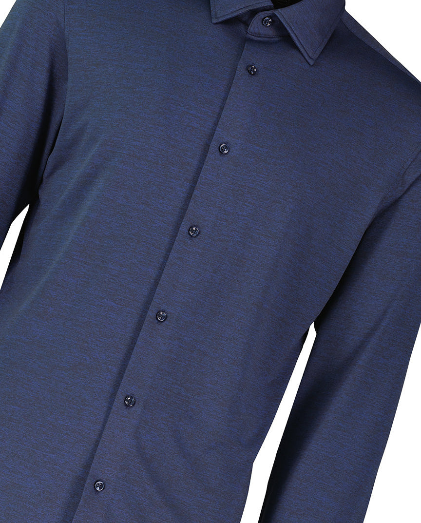 Mens BOSS Black P-HANK-kent-C1-222 Dark Blue Melange Slim Fit Shirt - image 4