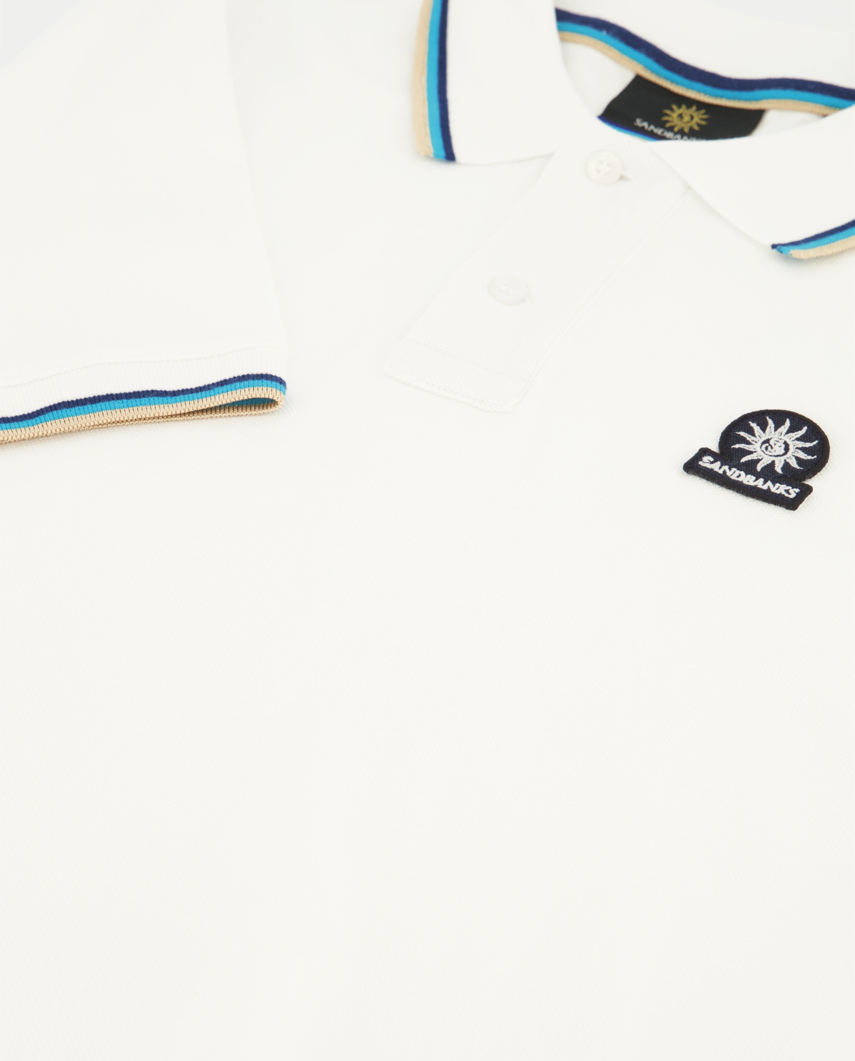 Men's Sandbanks Badge Logo White Polo Shirt - image 4