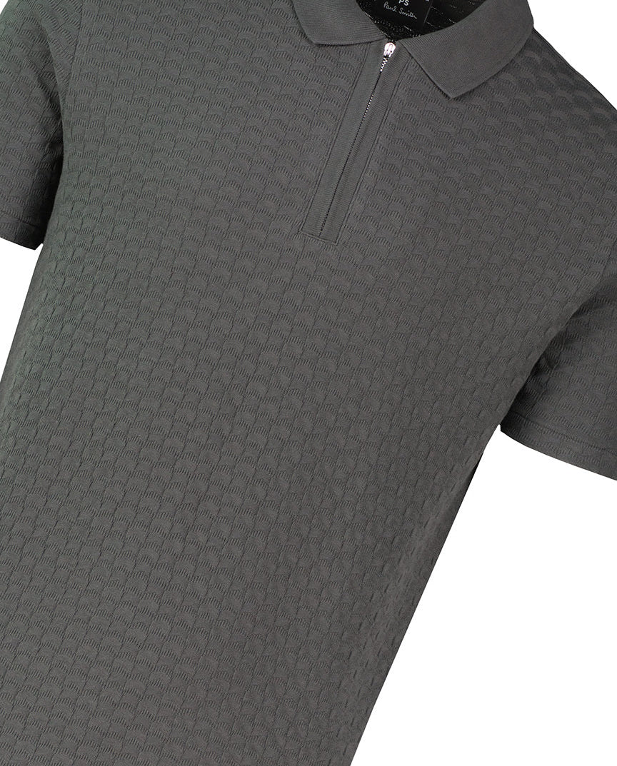 Mens Paul Smith REG FIT ZIP FRONT POLO Grey Polo Shirts - image 4