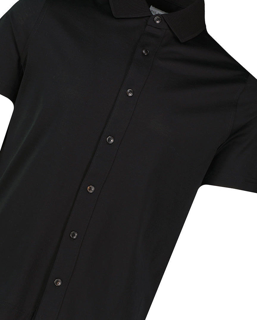 Men's Pal Zileri Mercerised Dark Grey Full Button Up Polo Shirt - image 4