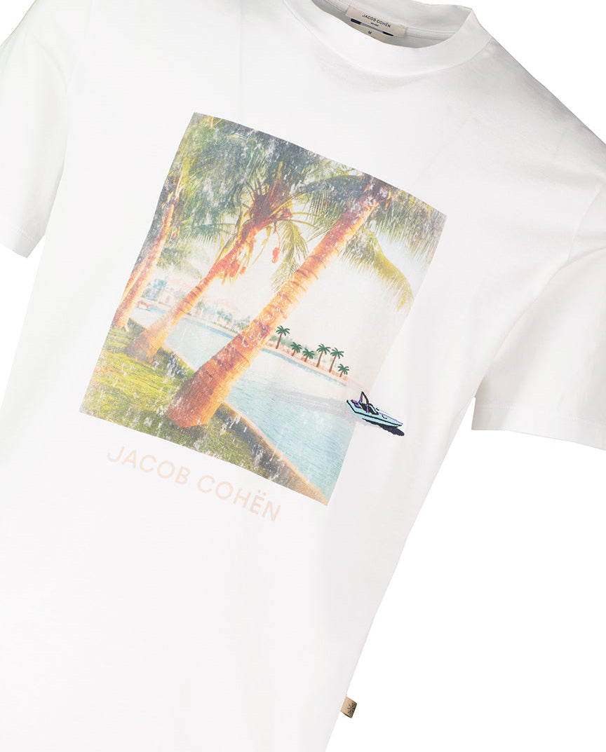 Mens Jacob Cohen Optical White Palm Tree T Shirt - image 4