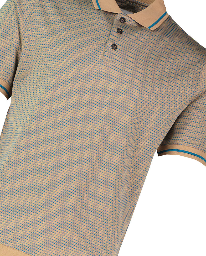 Men's Pal Zileri Light Brown 3 Button Mercerised Polo Shirt — view 4