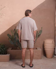 Men's Belier Taupe Crochet T Shirt — view 4