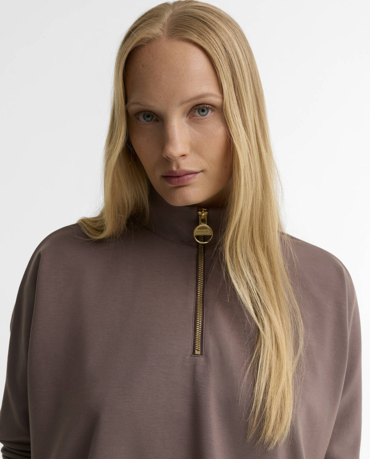 Women's Barbour International Kemora Half Zip Sweatshirt In Truffle — view 4