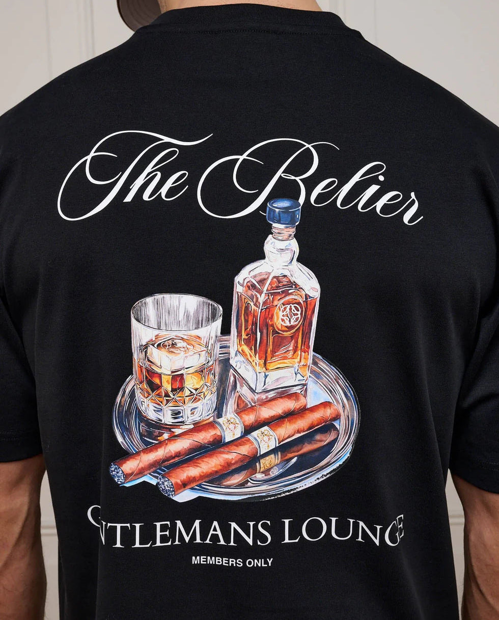 Men's Belier Black Gentlemans Lounge Graphic T-Shirt — view 4