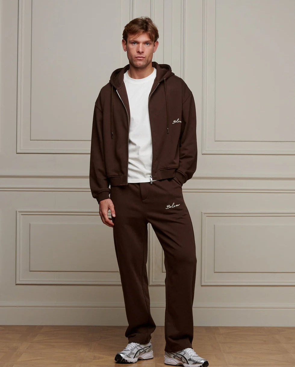 Men's Belier Brown Oversized Zipped Hoodie — view 4