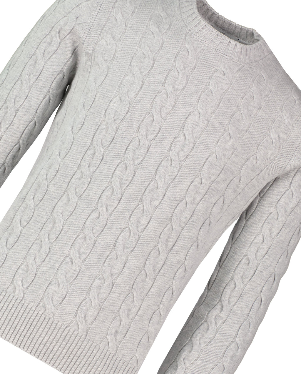 Men's Gran Sasso Grey Crew Cable Knitwear — view 3