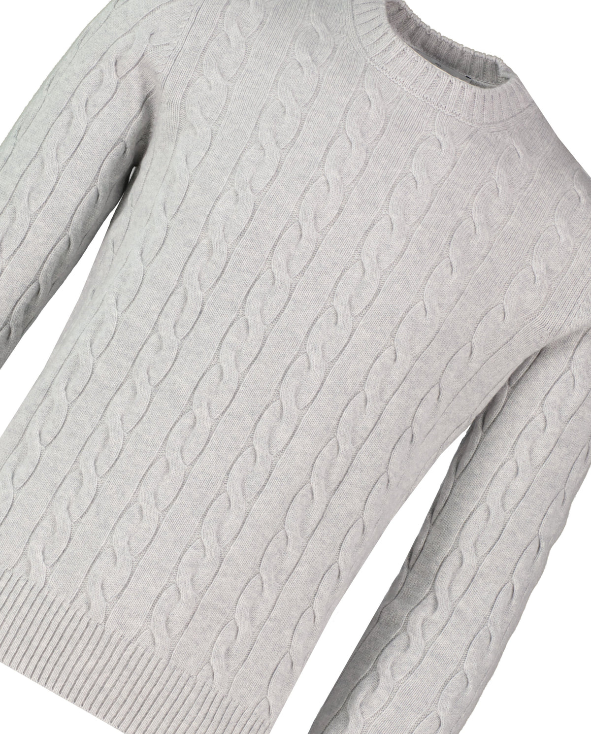 Men's Gran Sasso Grey Crew Cable Knitwear — view 3