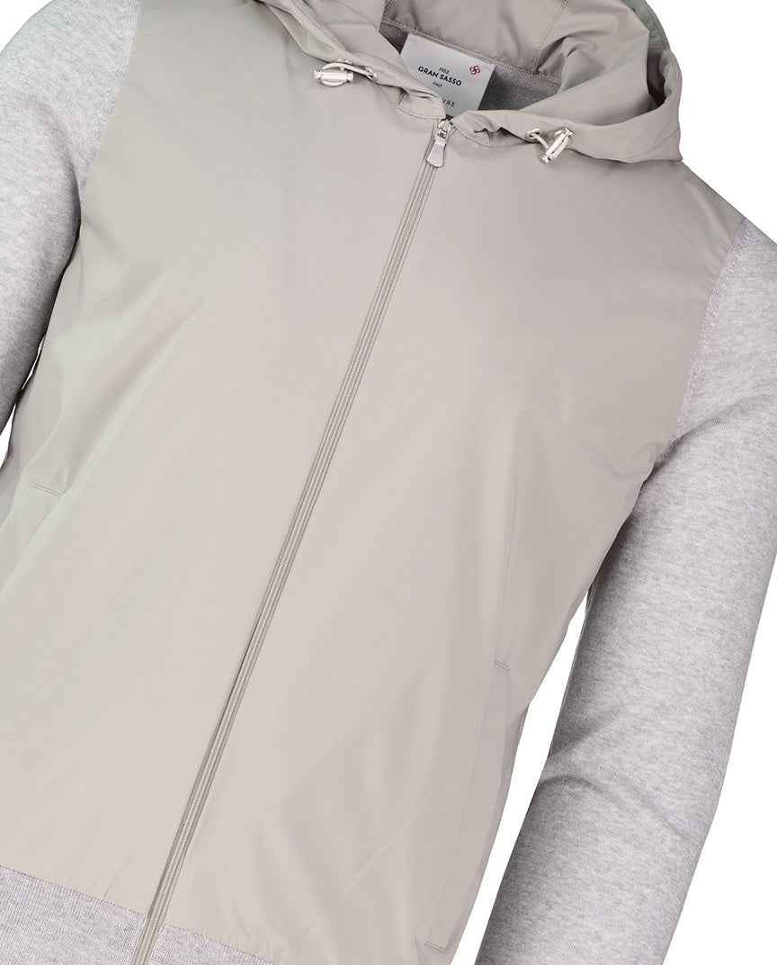 Men's Gran Sasso Grey Hoodie Hybrid Jacket