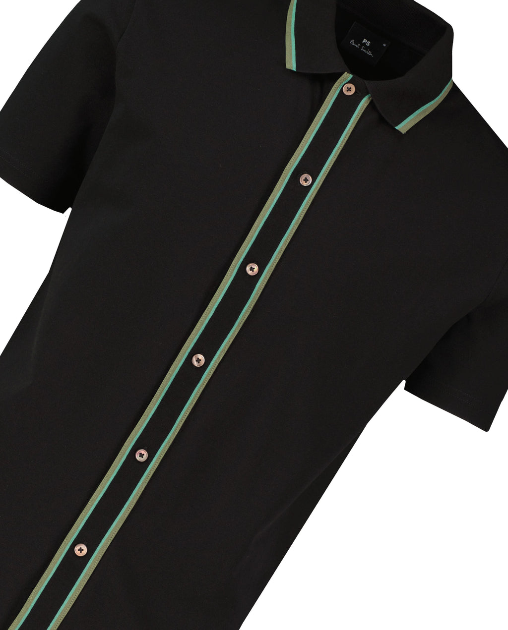 Men's Paul Smith Button-Through Polo Shirt - Black — view 3