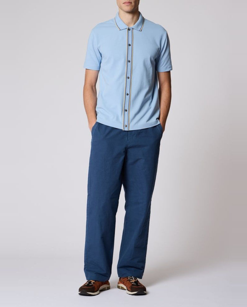 Men's Paul Smith Button-Through Polo Shirt - Blue — view 4
