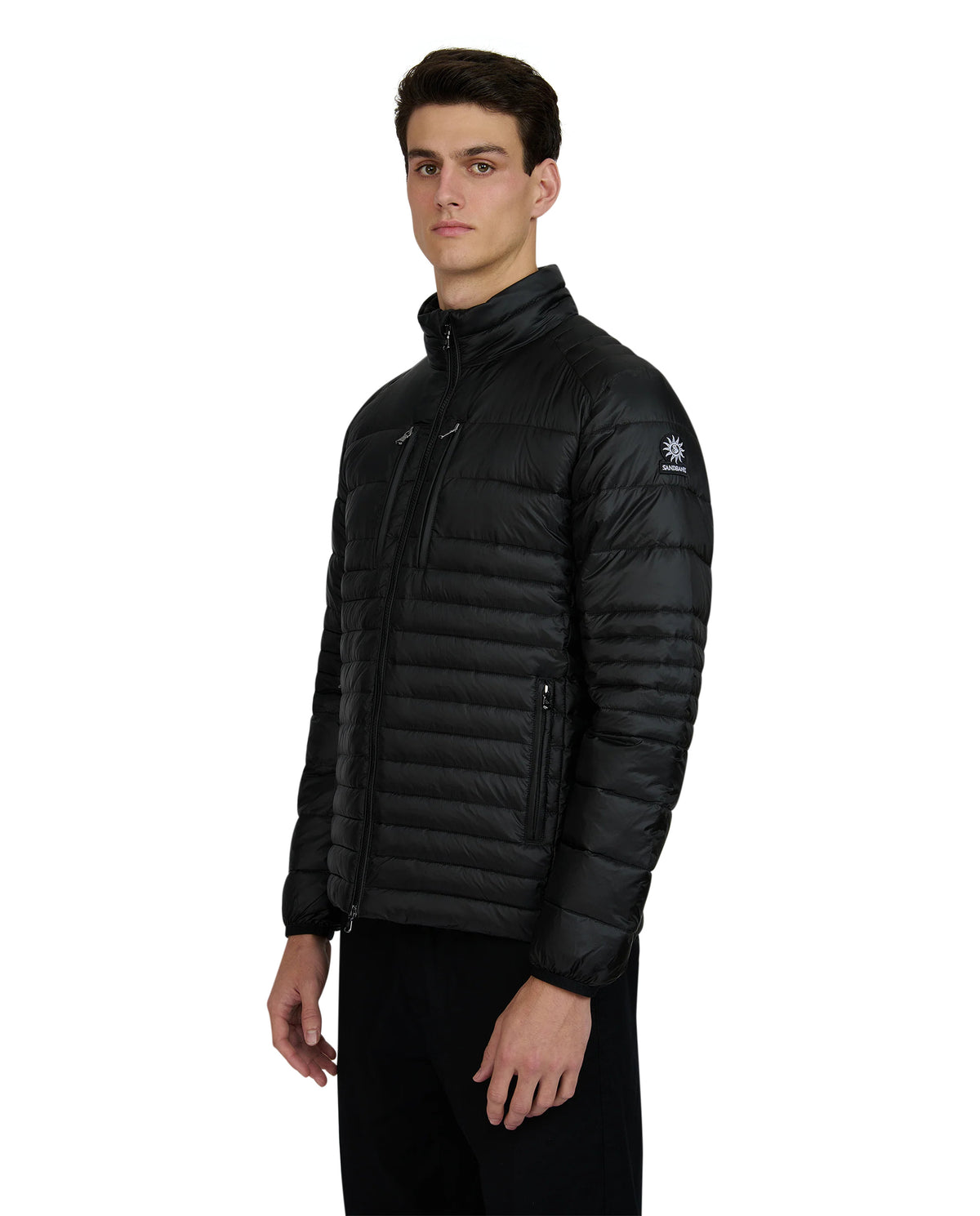 Men's Sandbanks Ripstop Micro Puffer Jacket in Black — view 3