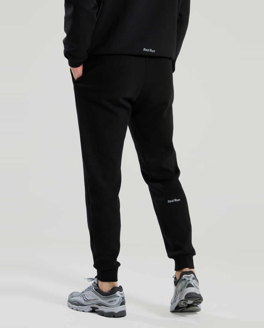 Mens Red Run CARBON IMPACT Black Tracksuit Bottoms — view 4