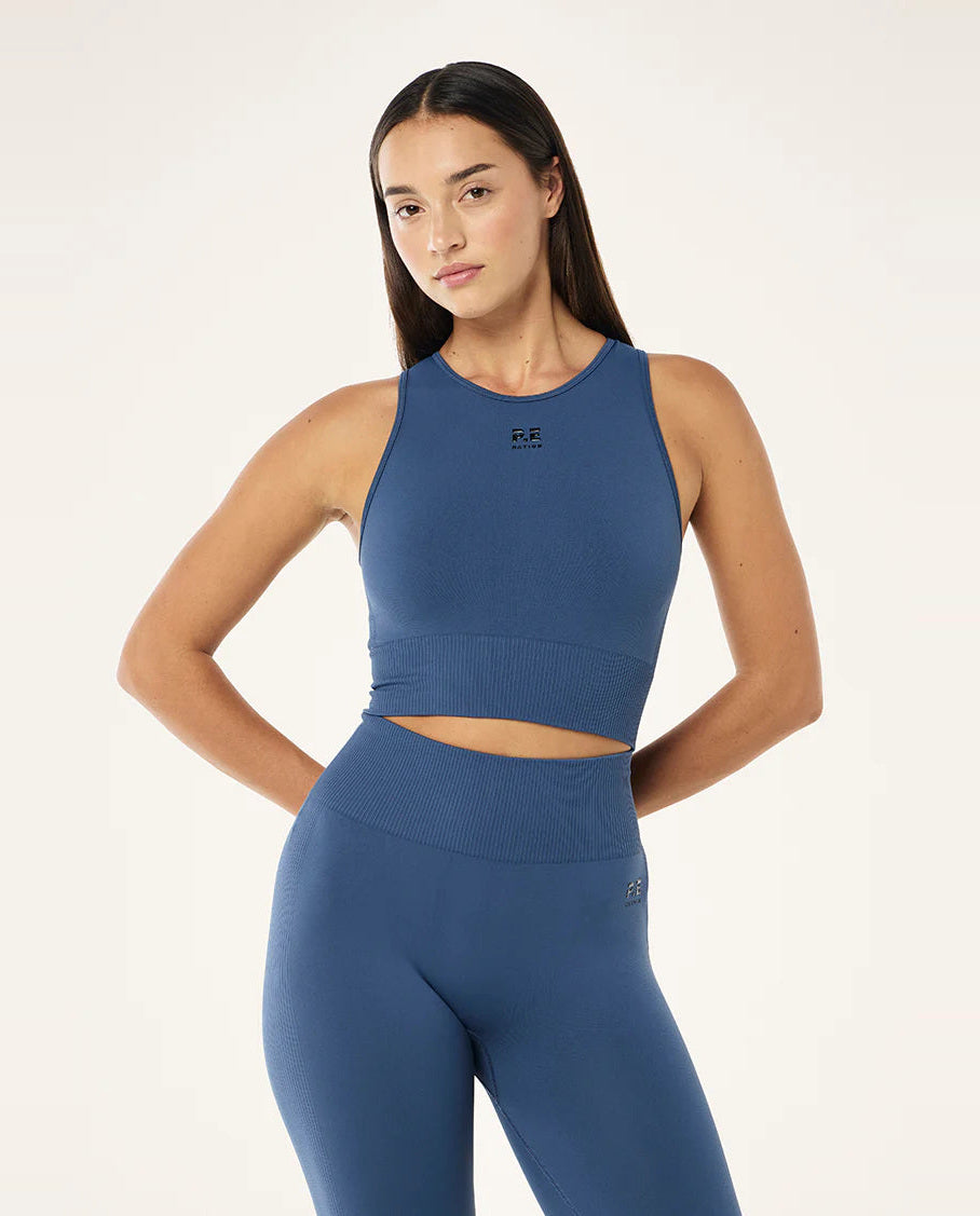 Women's P.E Nation Restore Seamless Tank in Vintage Indigo — view 4