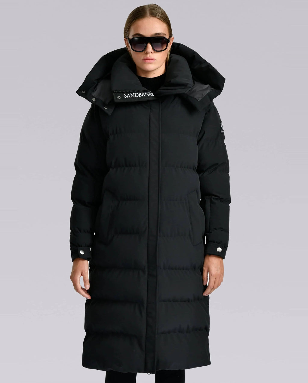 Women's Sandbanks Haven Black Long Puffer Jacket - image 4