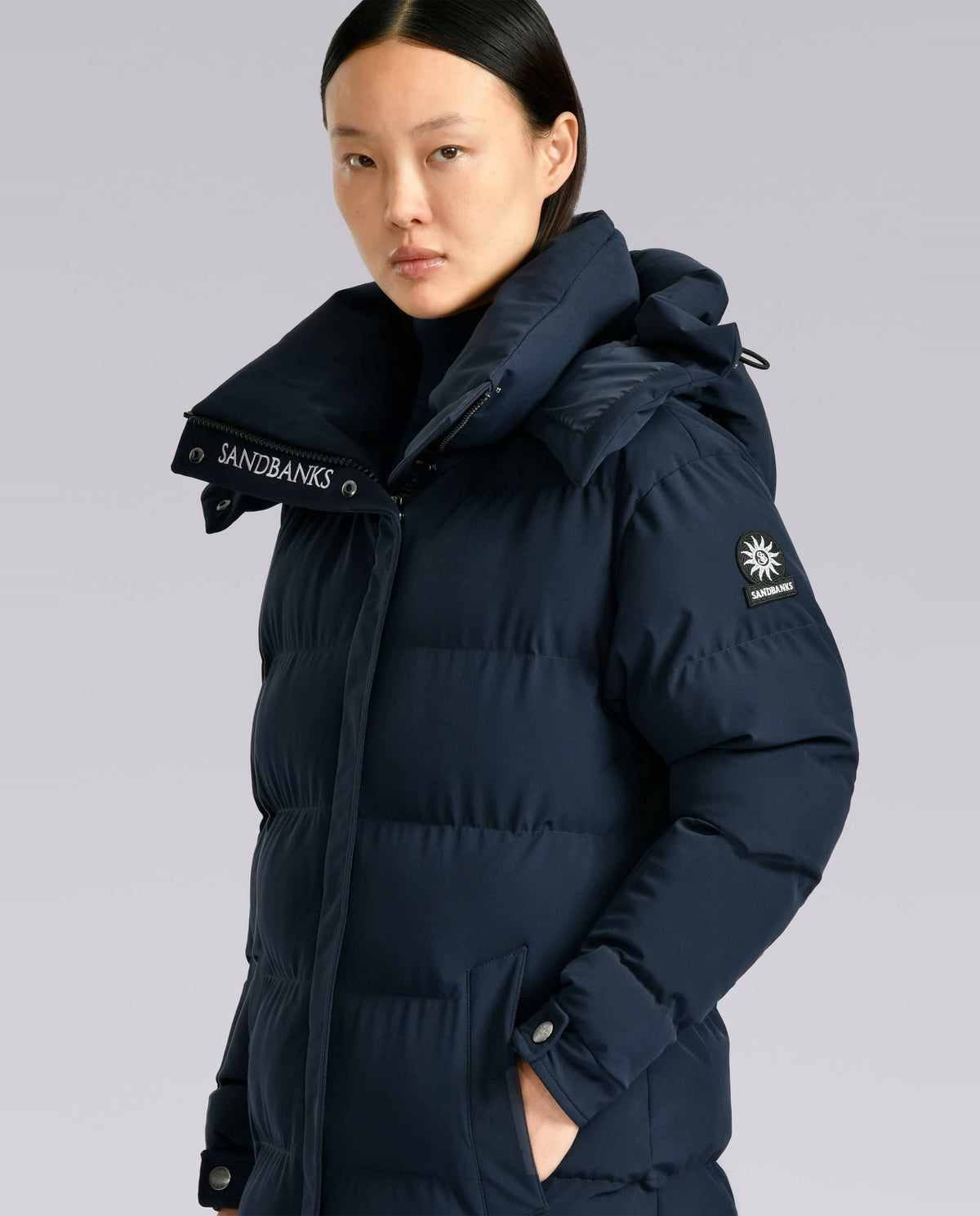 Women's Sandbanks Haven Navy Long Puffer Jacket - image 4