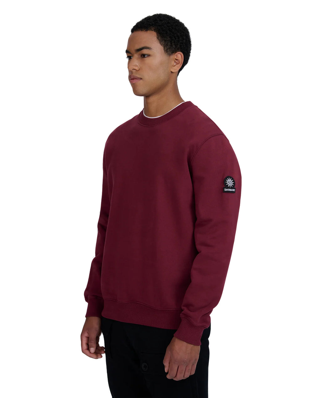 Men's Sandbanks Badge Logo Sweatshirt in Port — view 4