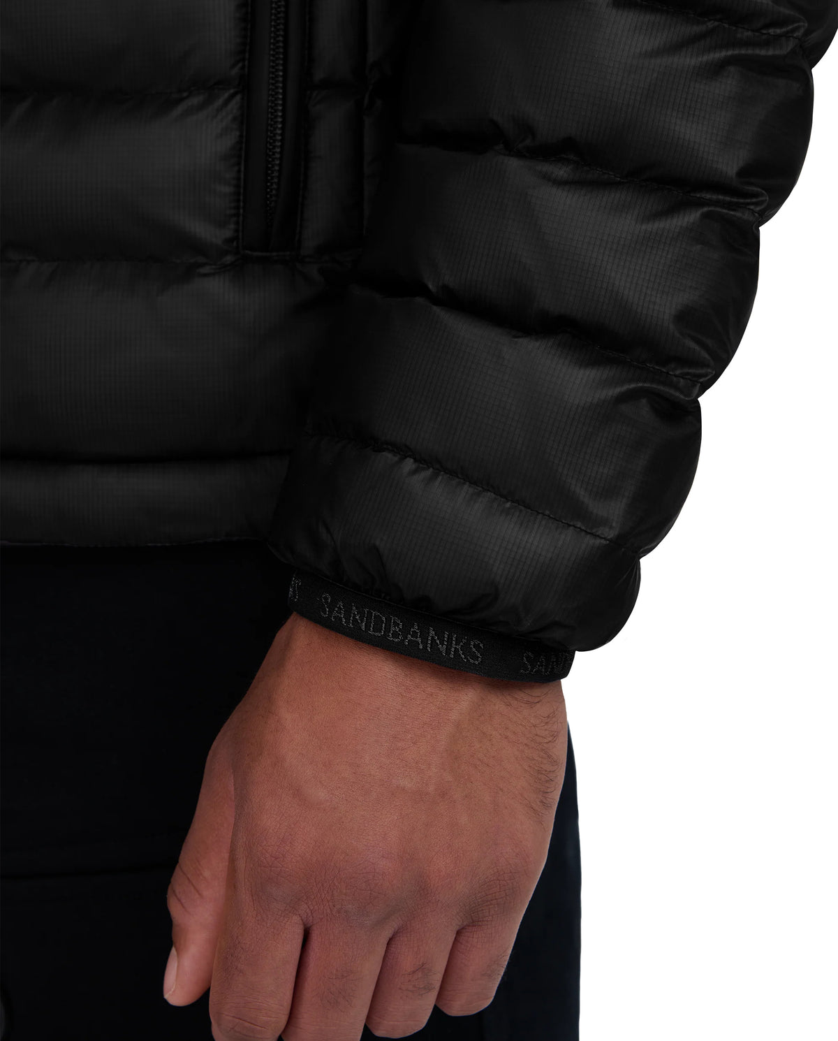 Men's Sandbanks Black Ragland Hooded Ripstop Micro Puffer Jacket - image 5