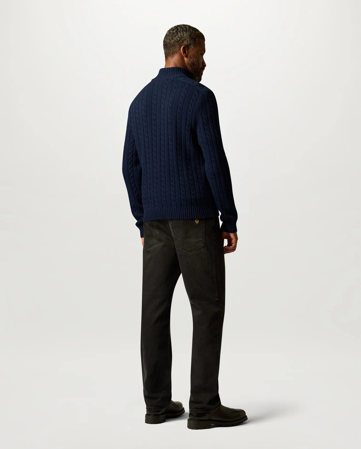 Mens Belstaff Westport Q Zip Dark Ink Knitwear — view 3