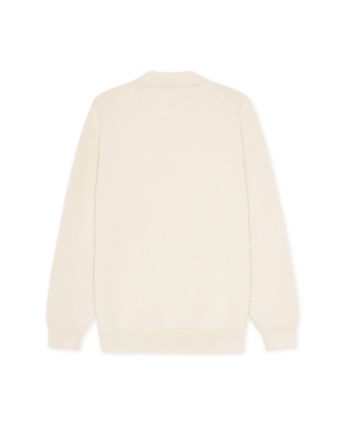 Mens Les Deux Light Ivory Billy Weave Knitted LS Polo - image 5
