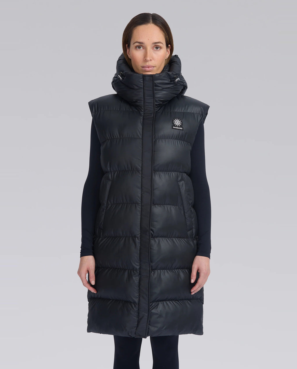 Women's Sandbanks Black Bay Long Hooded Gilet - image 5