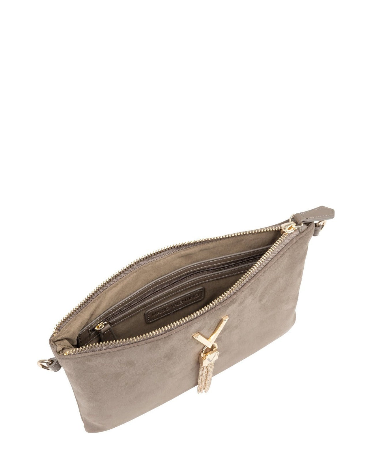 Women's Valentino Divina Winter Pochette Faux Suede Bag In Taupe