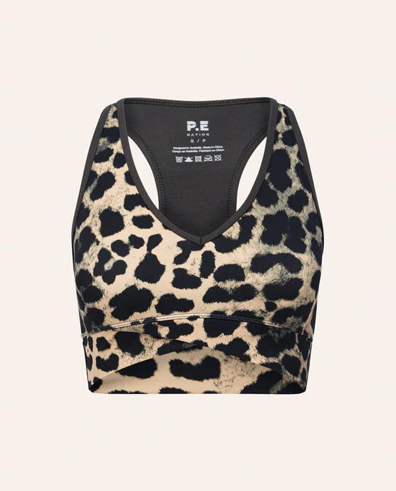 Women's P.E Nation Vita Sports Bra in Leopard & Smokestone — view 6