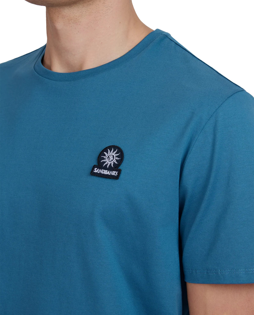 Men's Sandbanks Mercerised Badge Logo T-Shirt in Teal — view 5