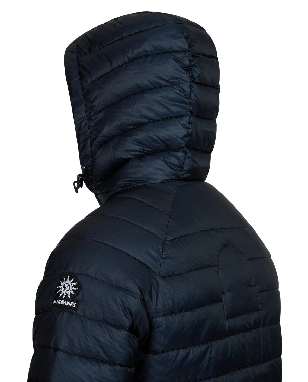 Men's Sandbanks Raglan Hooded Micro Puffer in Navy — view 6
