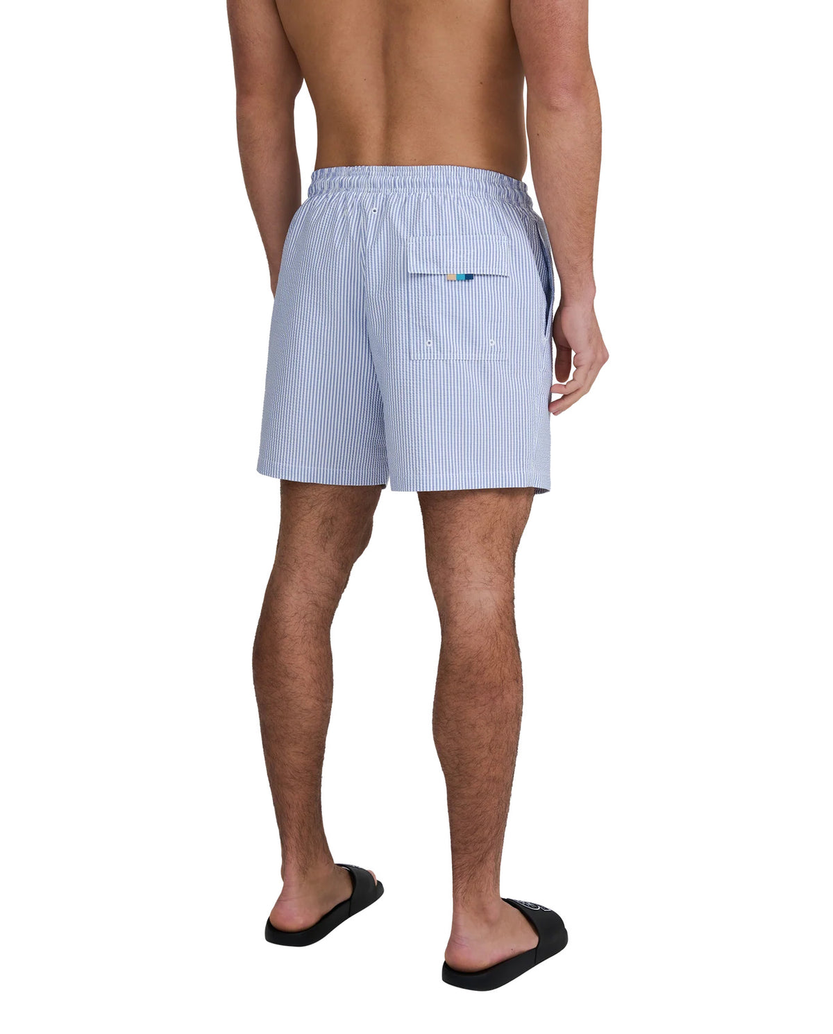 Men's Sandbanks Navy Seersucker Swim Short — view 6