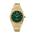 Vivienne Westwood Limehouse watch showcasing the green dial and gold-plated band, highlighting its design.