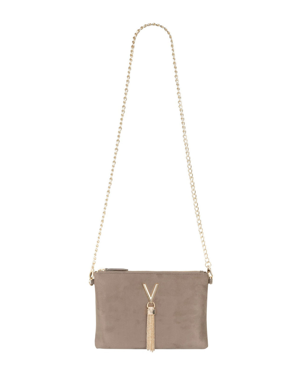 Women's Valentino Divina Winter Pochette Faux Suede Bag In Taupe