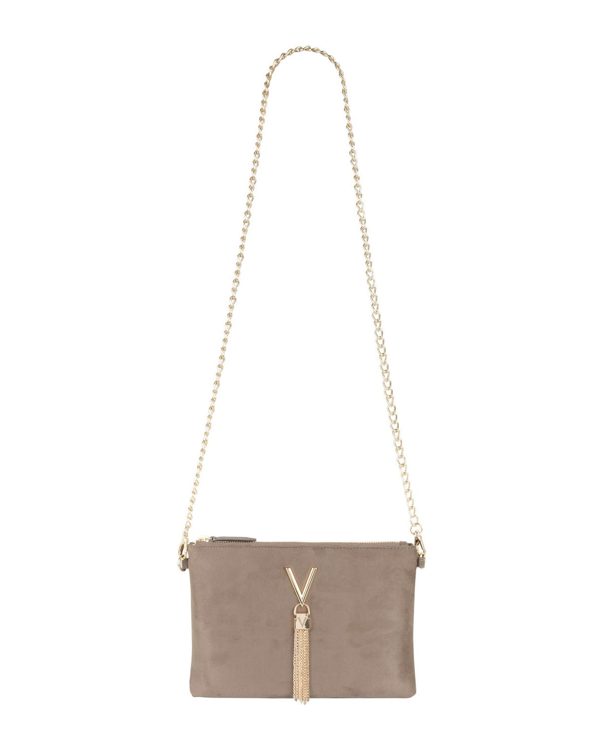 Women's Valentino Divina Winter Pochette Faux Suede Bag In Taupe