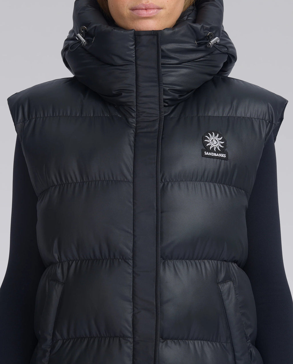 Women's Sandbanks Black Bay Long Hooded Gilet - image 7