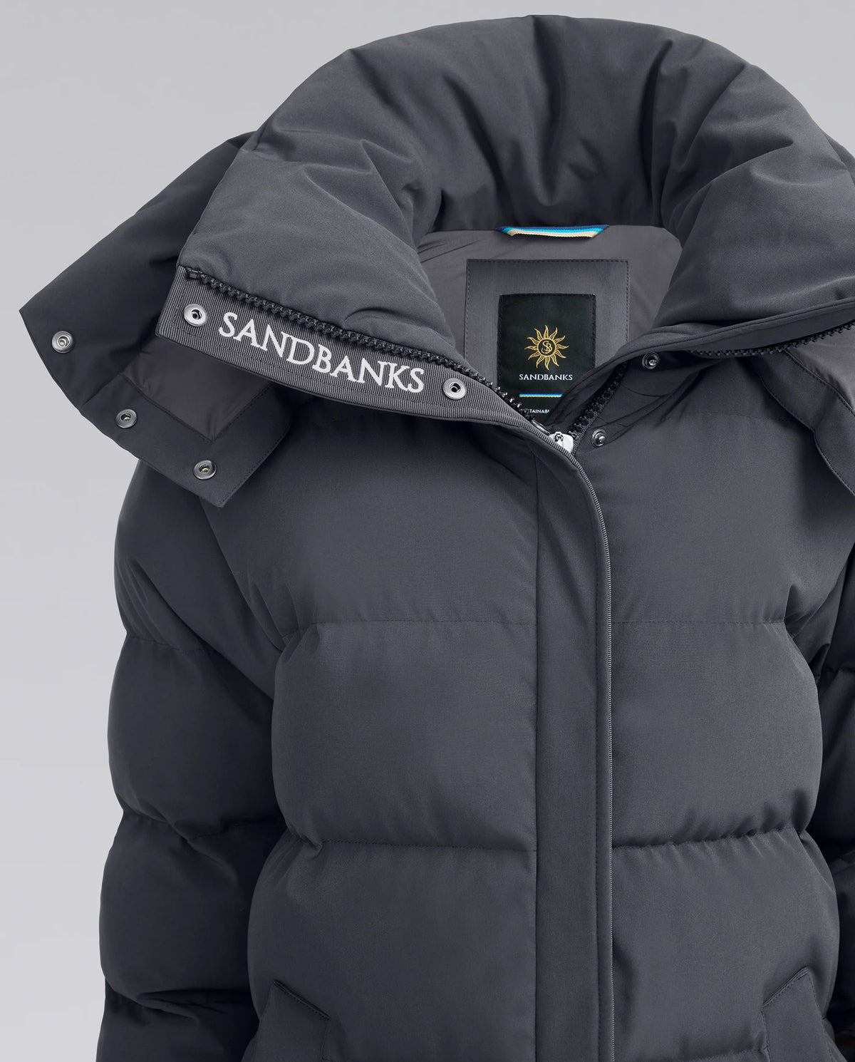 Women's Sandbanks Haven Charcoal Long Puffer Jacket - image 7