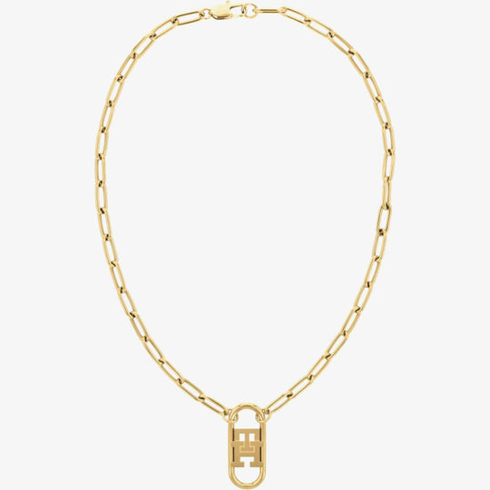 Tommy Hilfiger Monogram Necklace Stainless Steel Gold Plated