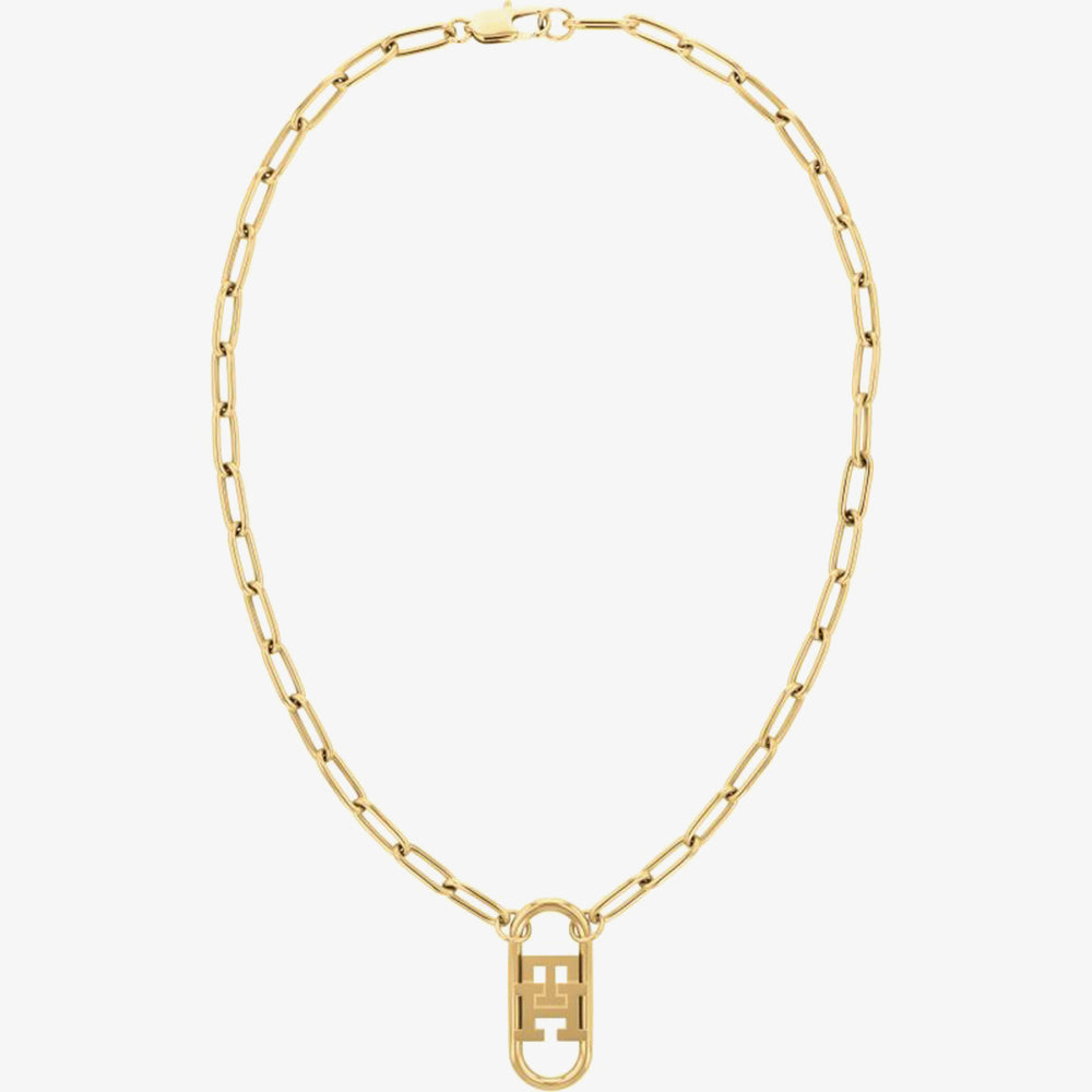 Tommy Hilfiger Monogram Necklace Stainless Steel Gold Plated by Tommy Hilfiger
