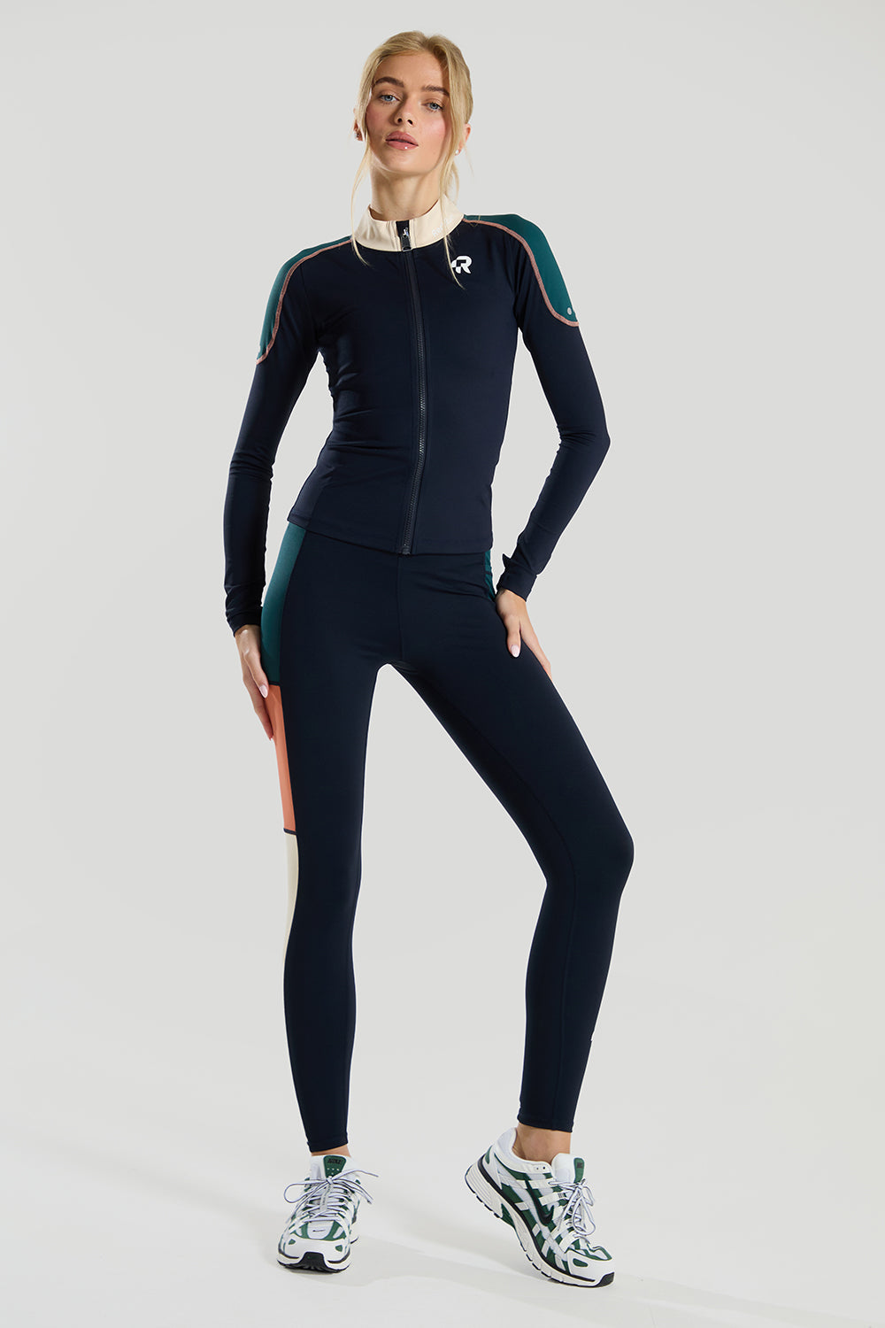 Womens Red Run ELEMENTS Navy Full Zip Top — view 3