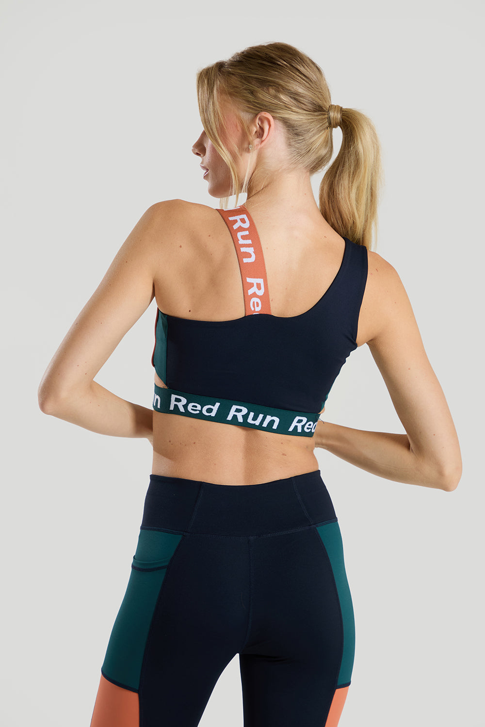 Womens Red Run ELEMENTS Navy Colour Block Bra — view 2