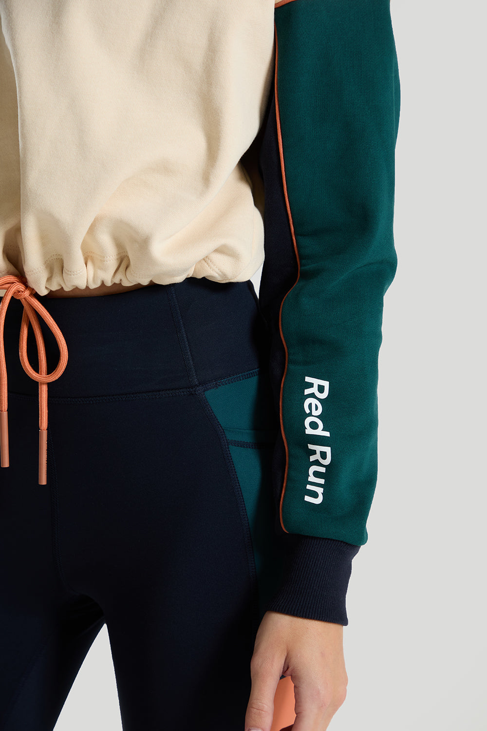 Womens Red Run ELEMENTS Cream Cropped Sweater — view 4