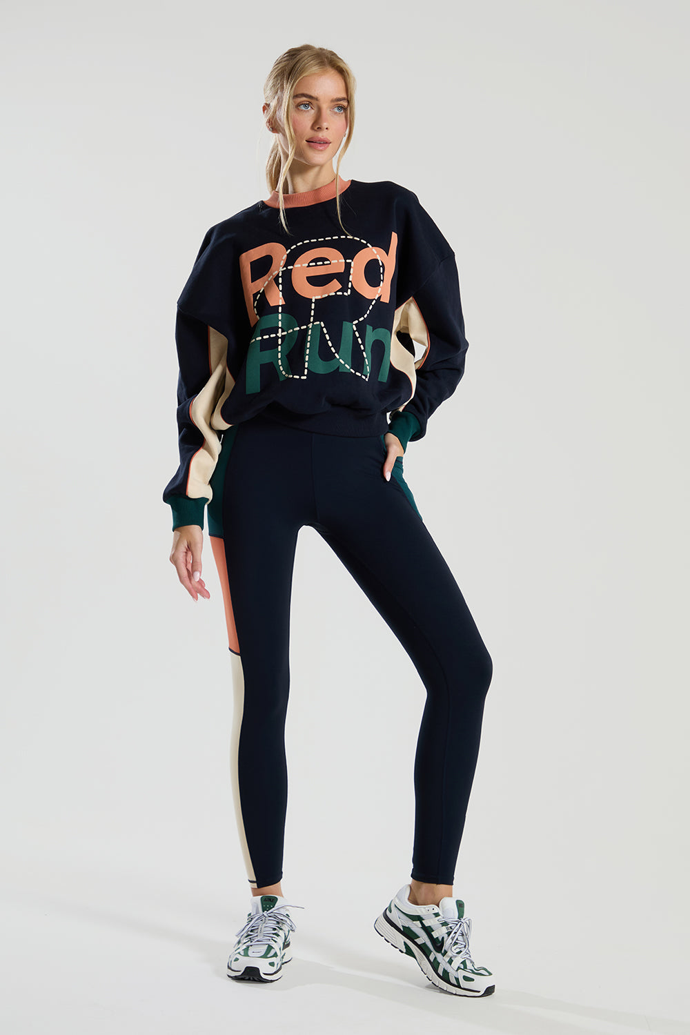 Womens Red Run ELEMENTS Navy Crew Neck Sweater — view 2
