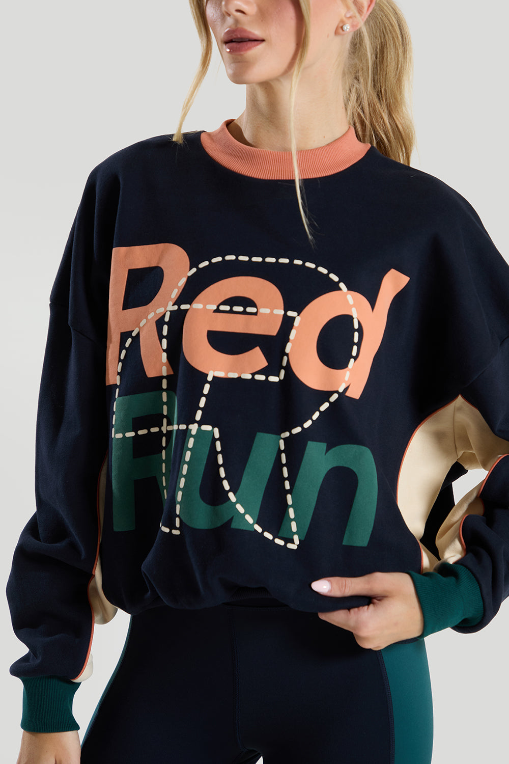 Womens Red Run ELEMENTS Navy Crew Neck Sweater — view 3