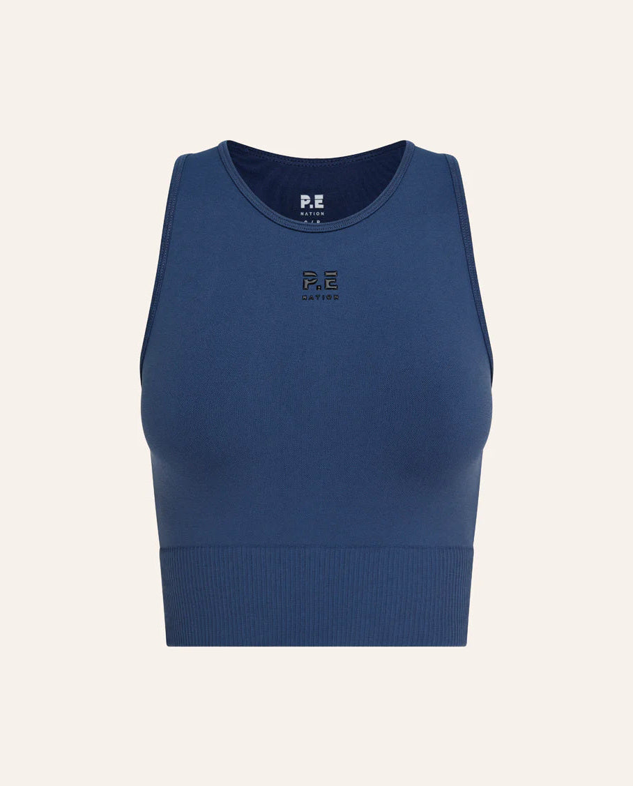 Women's P.E Nation Restore Seamless Tank in Vintage Indigo — view 8